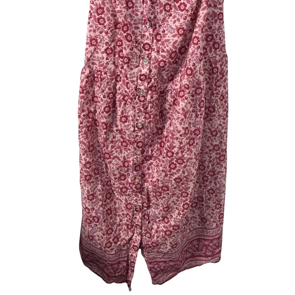 Faherty Hyland Maxi Dress Sun Up Block Print Pink Red Elevated Boho Size M - Picture 5 of 12